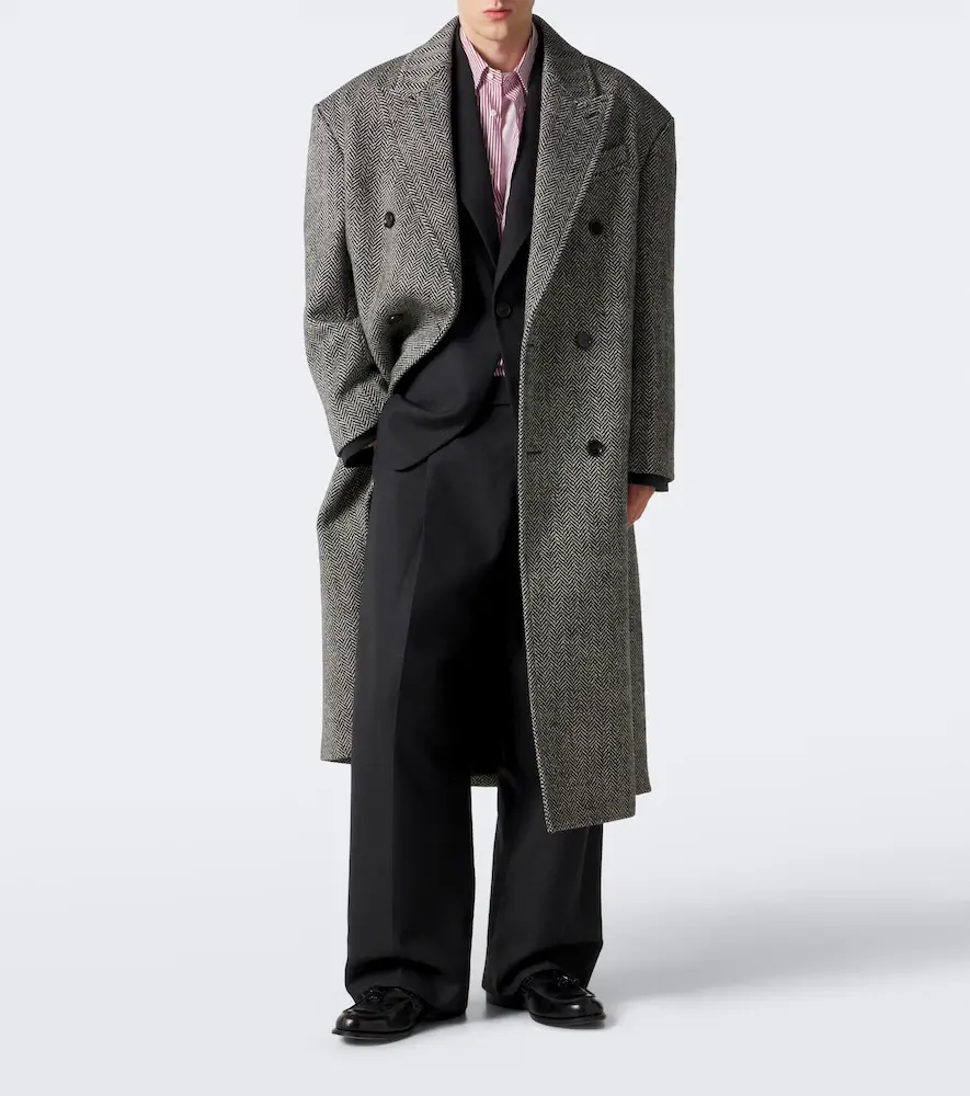AMI PARIS Herringbone double-breasted wool coat | Thumbnail 6