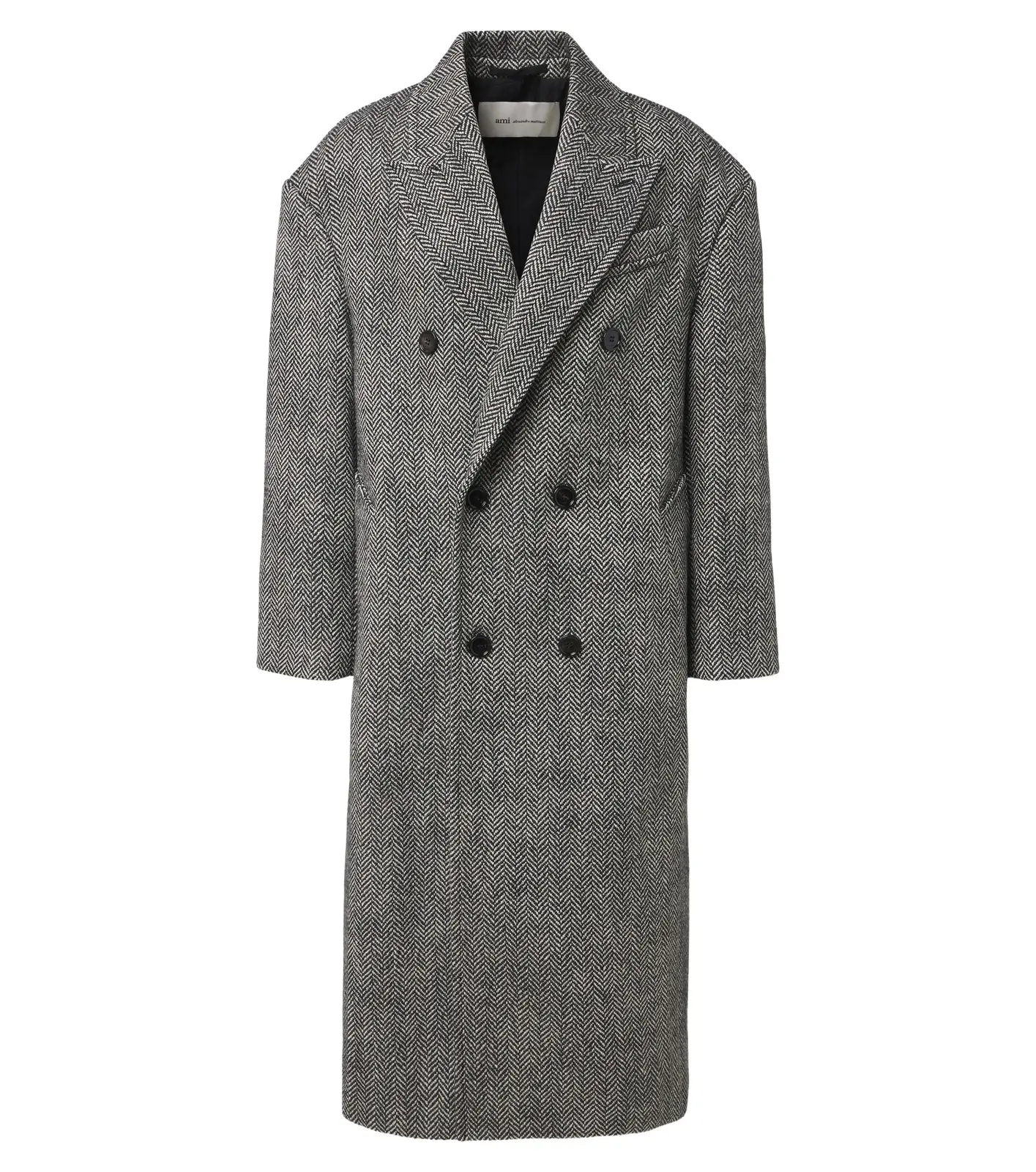AMI PARIS Herringbone double-breasted wool coat