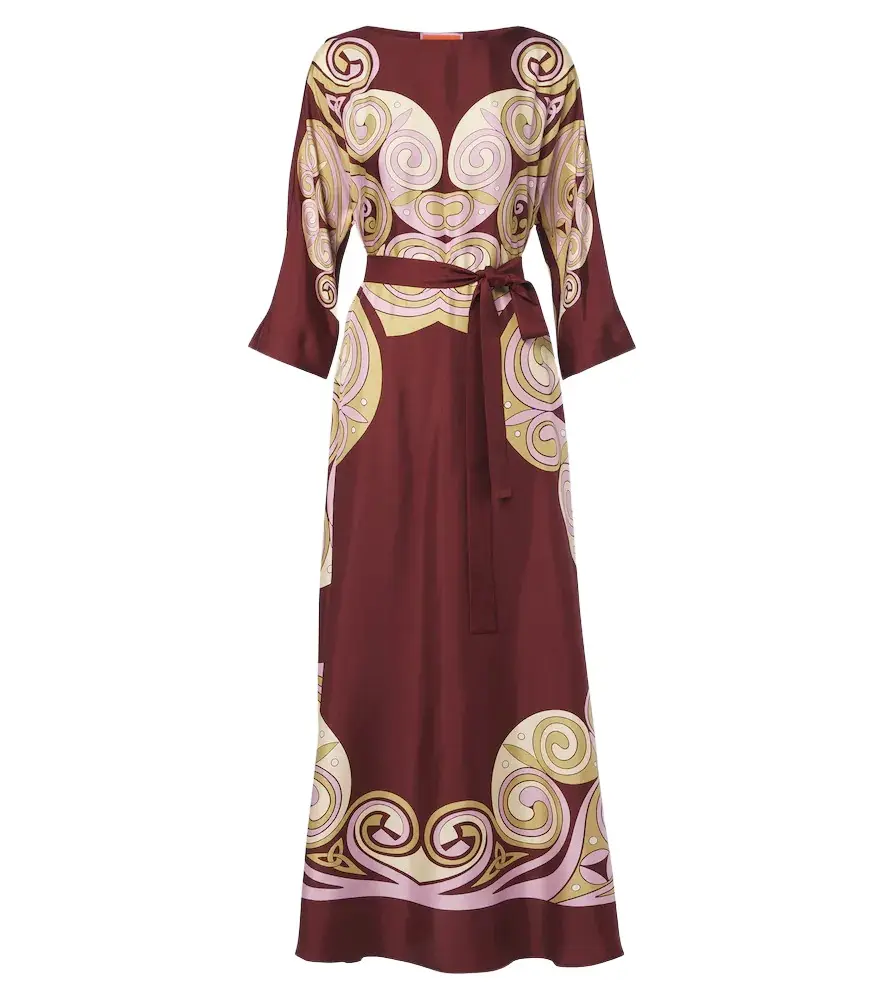 Muumuu belted printed silk twill kaftan Muumuu belted printed silk twill kaftan