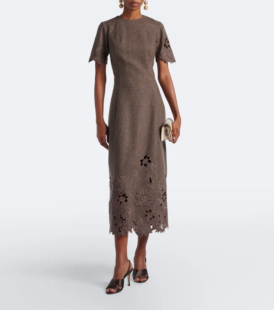 Oscar de la Renta Wool, silk, and cashmere midi dress | Thumbnail 4 Oscar de la Renta Wool, silk, and cashmere midi dress | Thumbnail 4