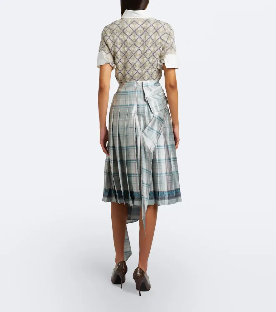 Acne Studios Bow-detail checked silk satin midi skirt | Thumbnail 2 Acne Studios Bow-detail checked silk satin midi skirt | Thumbnail 2