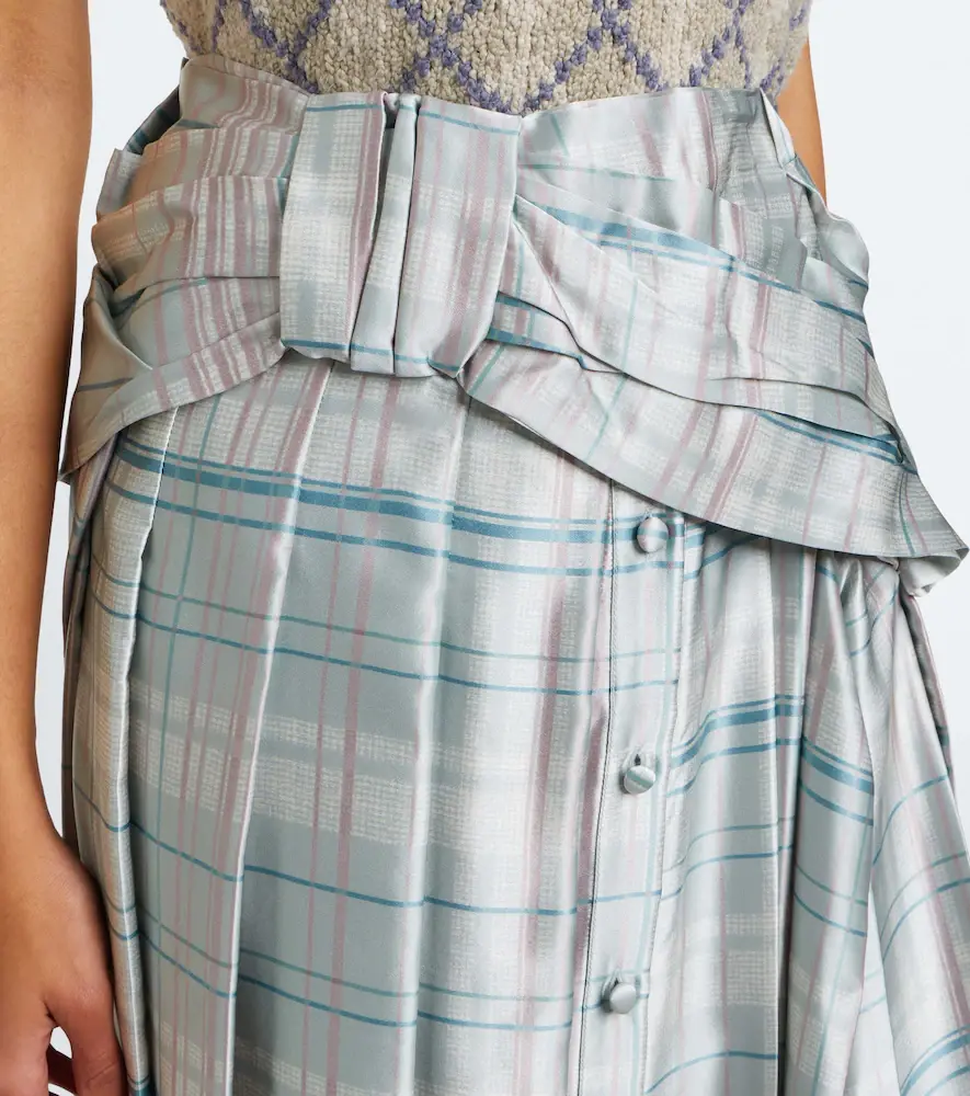 Acne Studios Bow-detail checked silk satin midi skirt | Thumbnail 4 Acne Studios Bow-detail checked silk satin midi skirt | Thumbnail 4