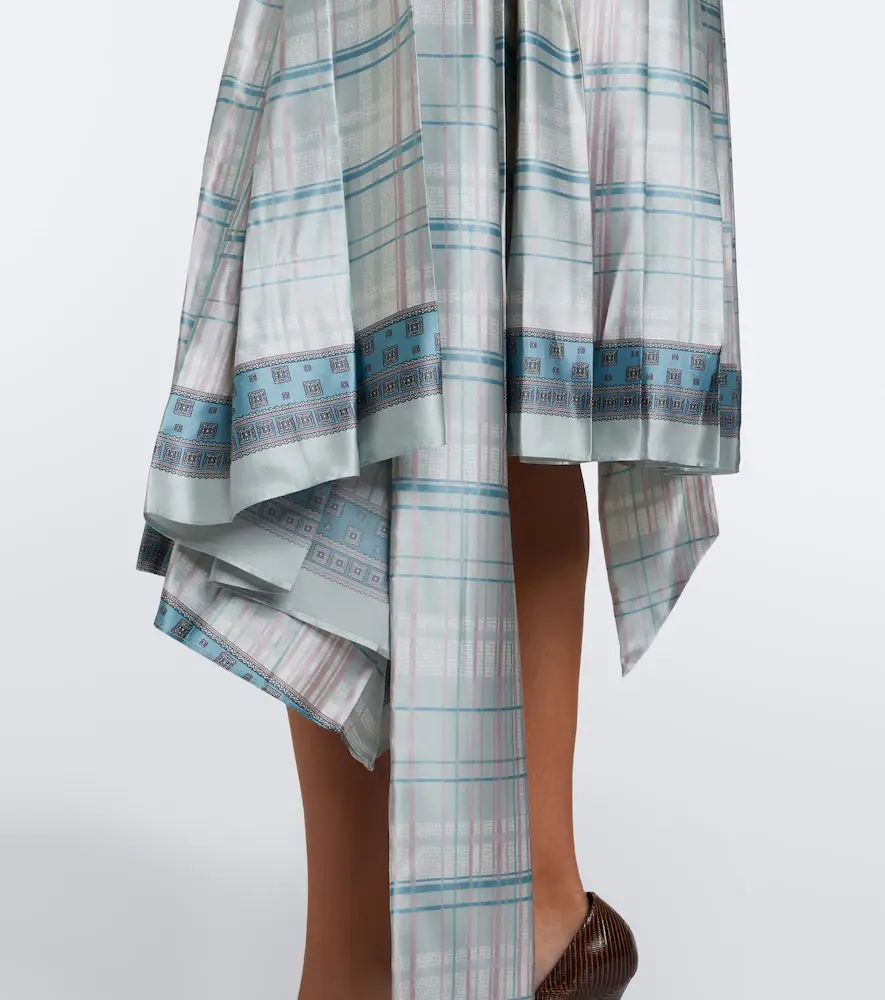 Acne Studios Bow-detail checked silk satin midi skirt | Thumbnail 5 Acne Studios Bow-detail checked silk satin midi skirt | Thumbnail 5