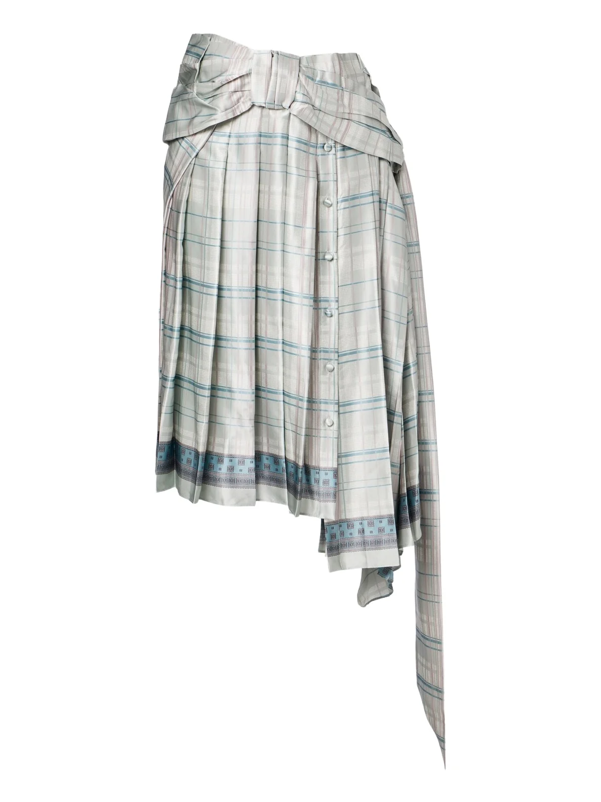 Acne Studios Bow-detail checked silk satin midi skirt
