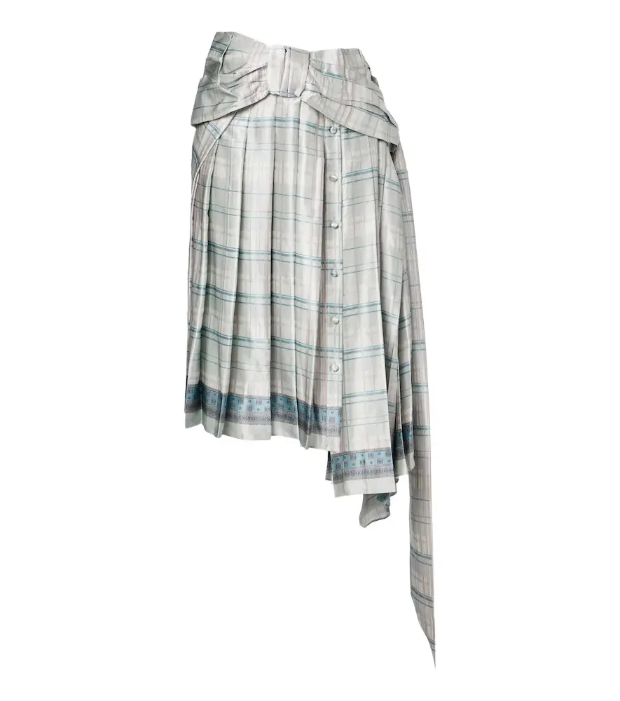 Acne Studios Bow-detail checked silk satin midi skirt