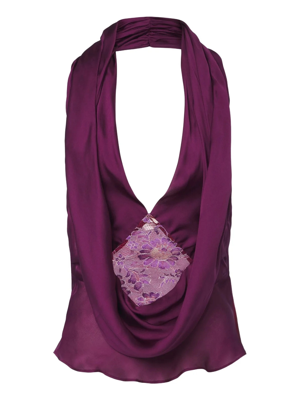 Christopher Esber Cesura lace-trimmed halterneck silk top