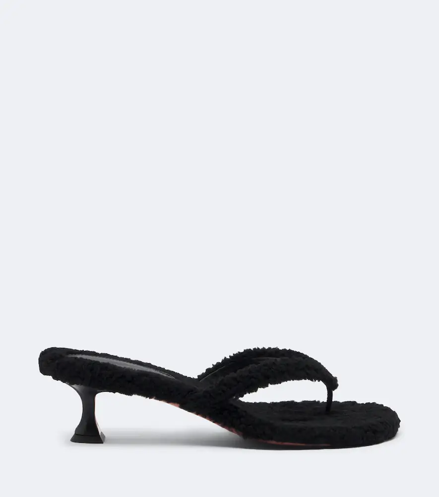 Amina Muaddi Juliette shearling thong sandals | Thumbnail 2 Amina Muaddi Juliette shearling thong sandals | Thumbnail 2