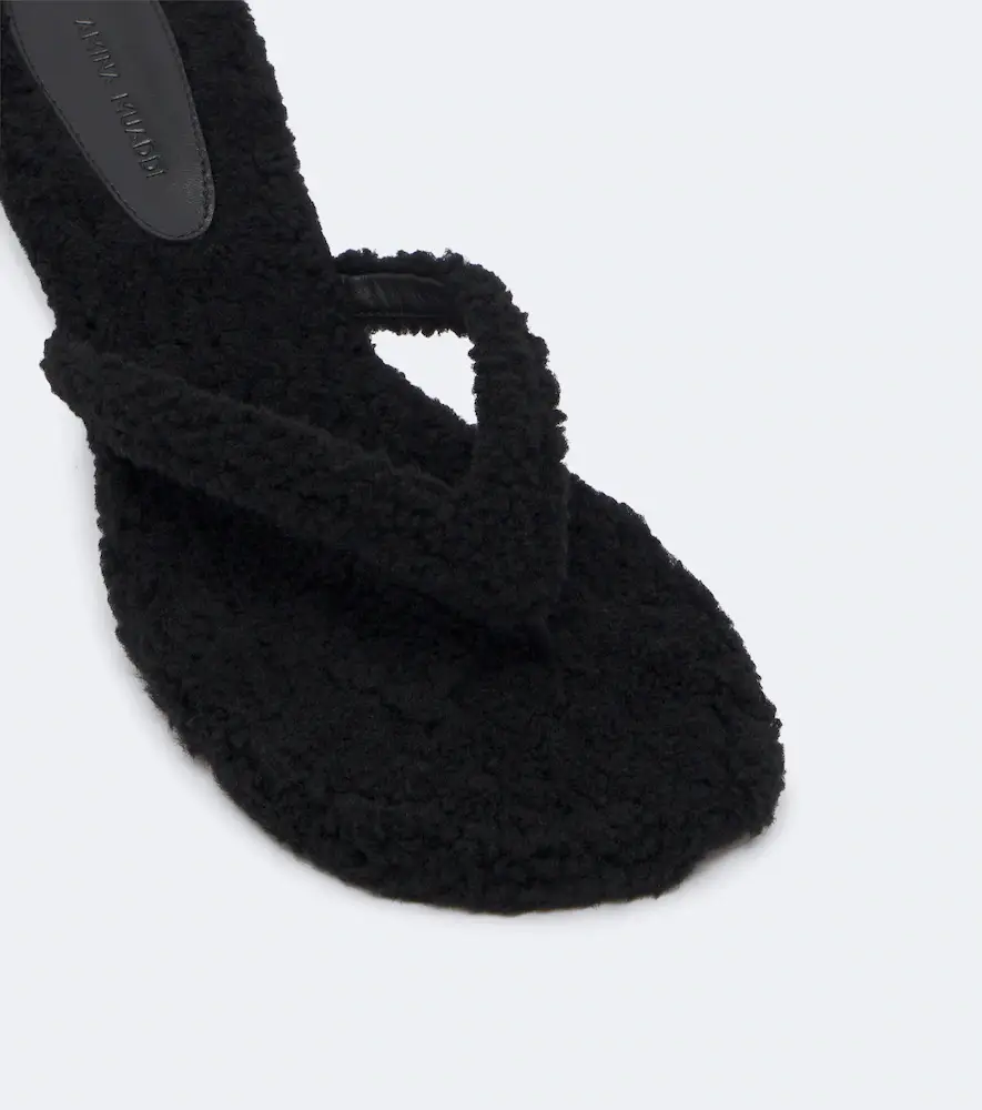 Amina Muaddi Juliette shearling thong sandals | Thumbnail 4 Amina Muaddi Juliette shearling thong sandals | Thumbnail 4