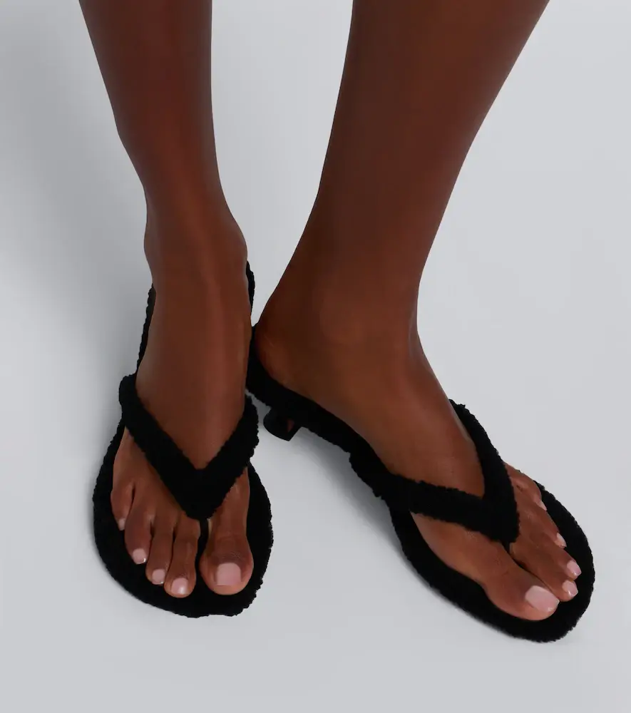 Amina Muaddi Juliette shearling thong sandals | Thumbnail 6 Amina Muaddi Juliette shearling thong sandals | Thumbnail 6