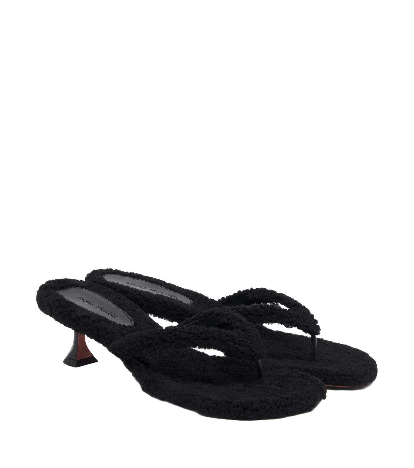 Amina Muaddi Juliette shearling thong sandals