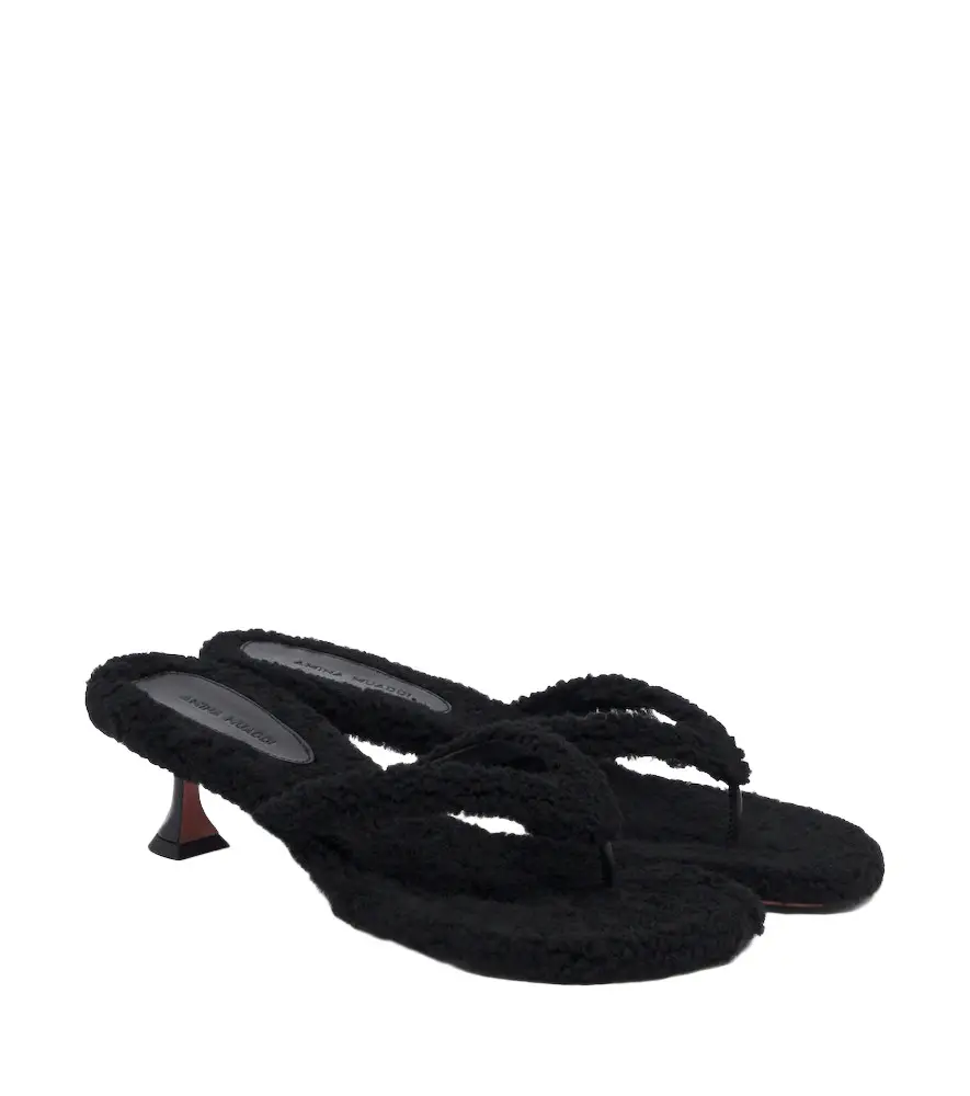 Amina Muaddi Juliette shearling thong sandals