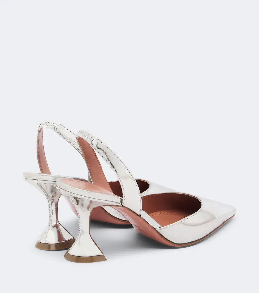 Amina Muaddi Holli mirrored leather slingback pumps | Thumbnail 2 Amina Muaddi Holli mirrored leather slingback pumps | Thumbnail 2