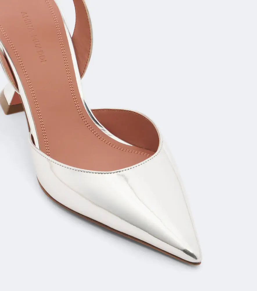 Amina Muaddi Holli mirrored leather slingback pumps | Thumbnail 3 Amina Muaddi Holli mirrored leather slingback pumps | Thumbnail 3