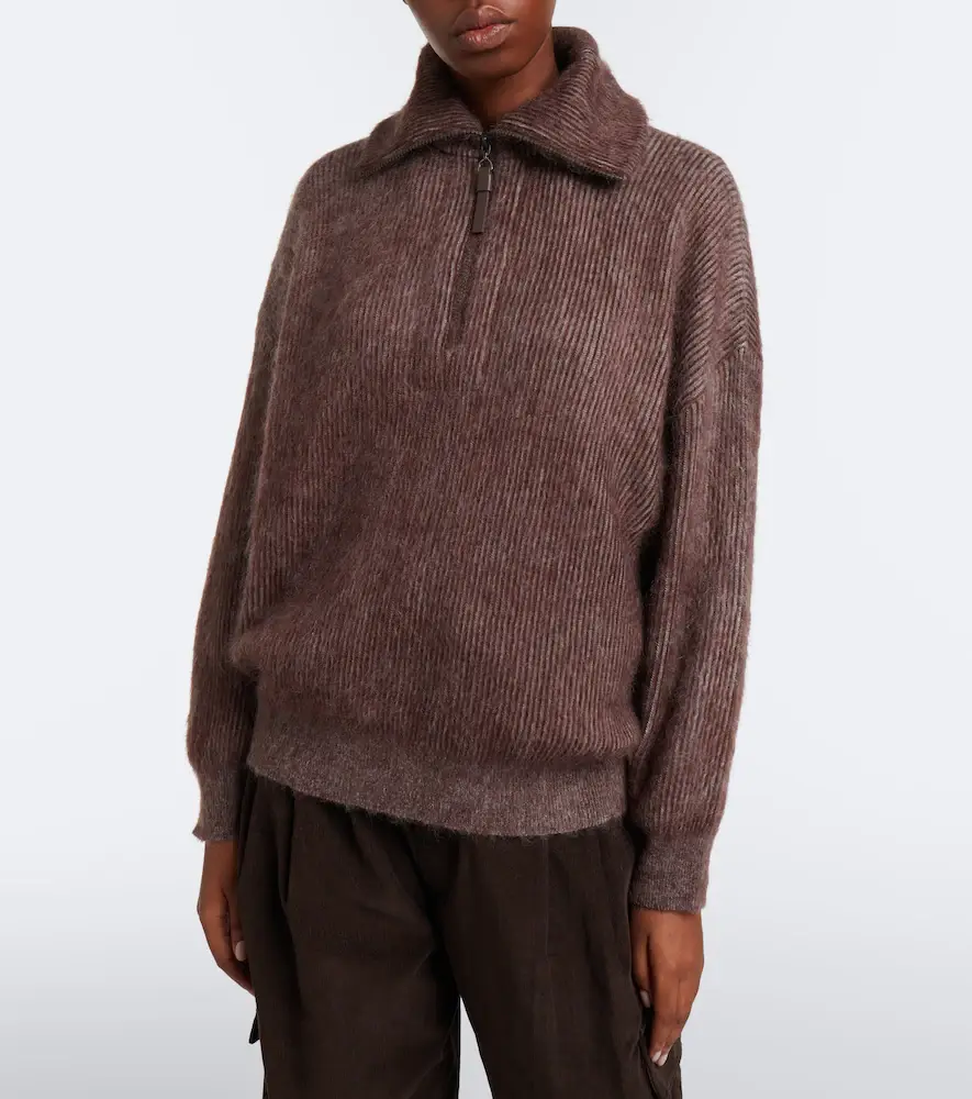 Brunello Cucinelli Mohair and wool-blend half-zip sweater | Thumbnail 3 Brunello Cucinelli Mohair and wool-blend half-zip sweater | Thumbnail 3
