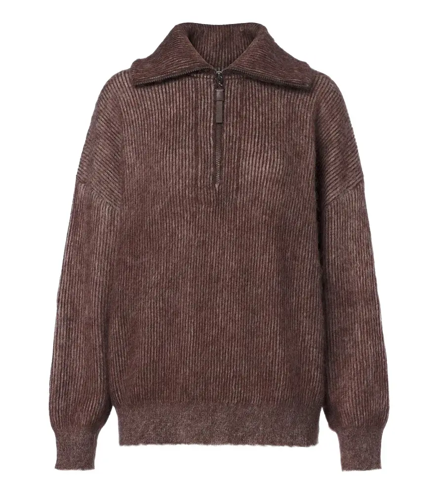 Mohair and wool-blend half-zip sweater