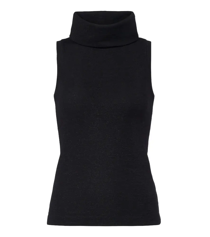 Knitted wool-blend top