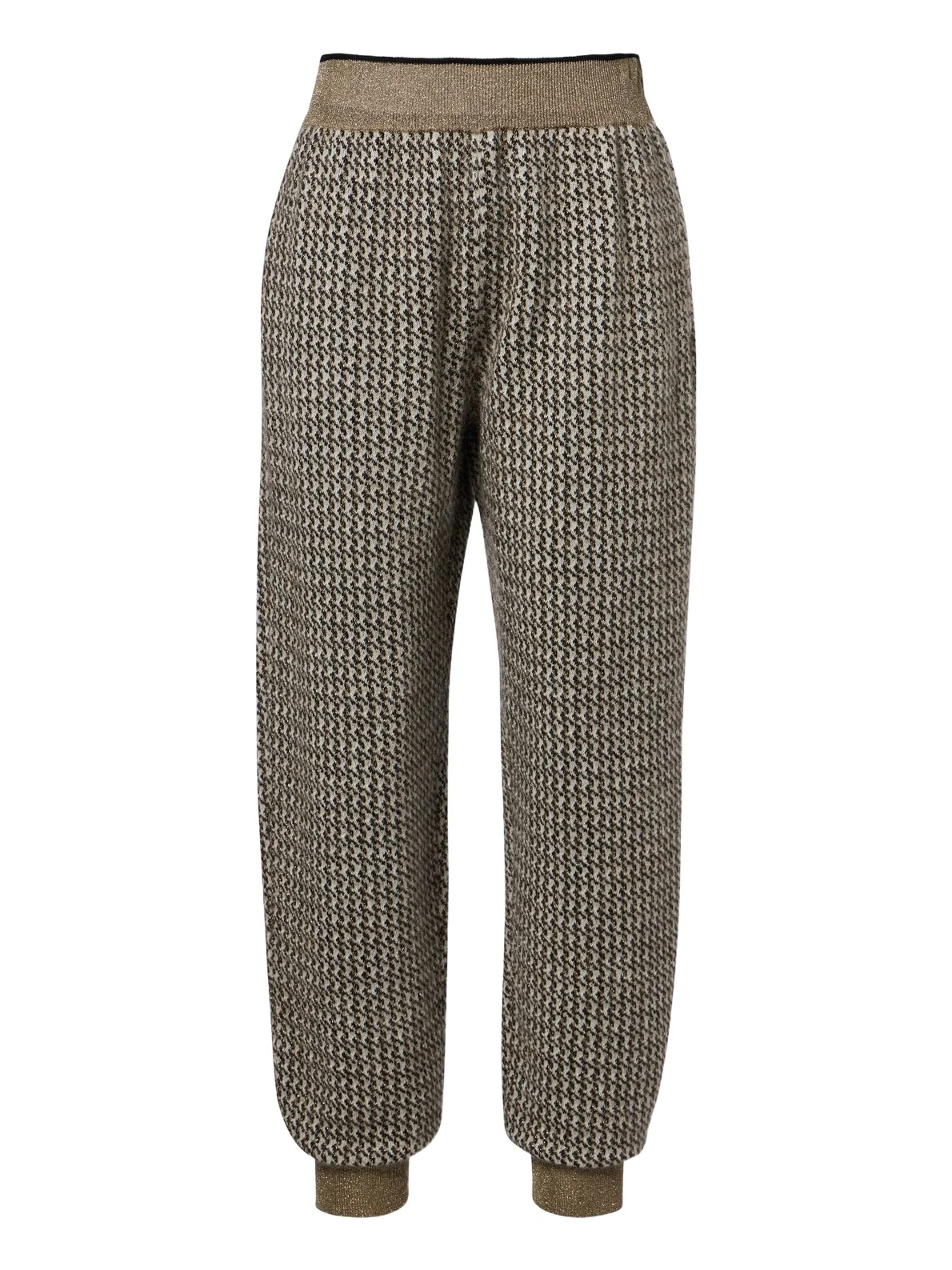 Houndstooth mohair and wool-blend straight pants