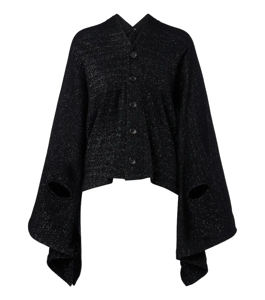 Draped wool and cotton-blend cardigan