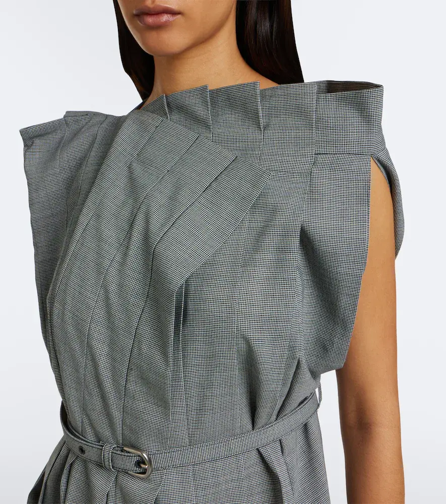 Junya Watanabe Houndstooth pleated asymmetric midi dress | Thumbnail 5