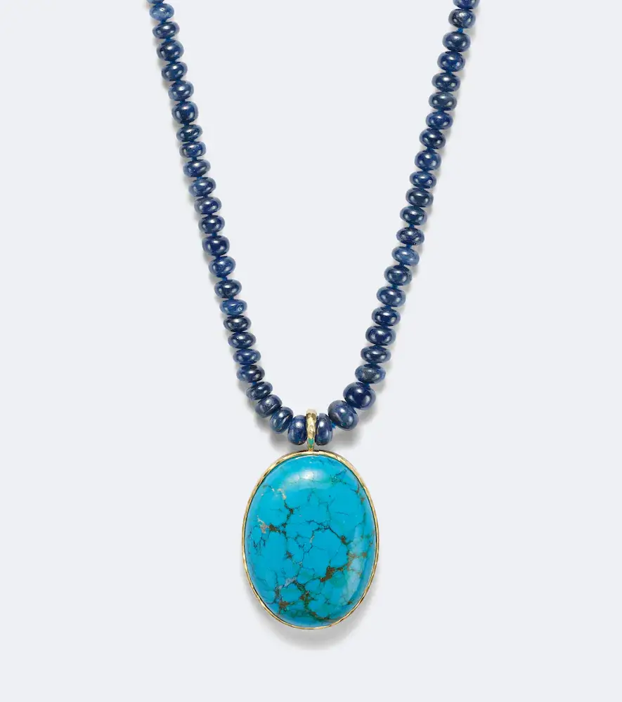 Octavia Elizabeth Jumbo Hidden Gem 18kt gold necklace with sapphires and turquoise | Thumbnail 3 Octavia Elizabeth Jumbo Hidden Gem 18kt gold necklace with sapphires and turquoise | Thumbnail 3