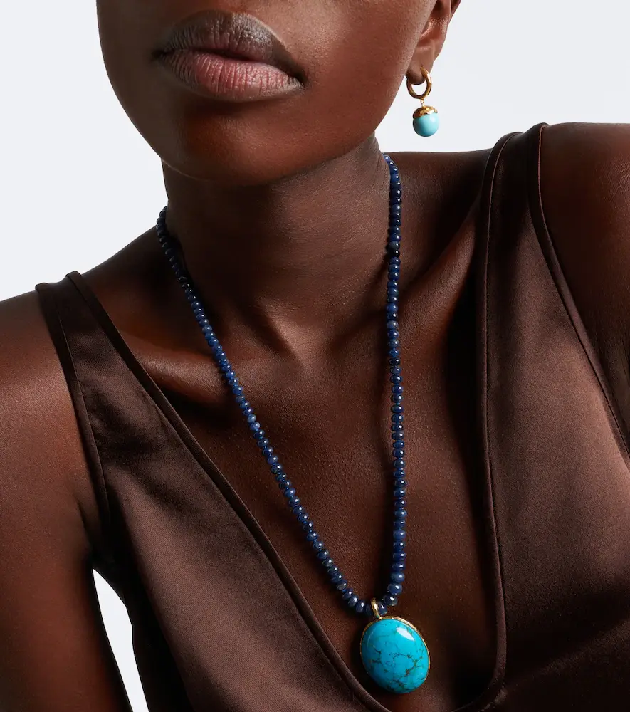 Octavia Elizabeth Jumbo Hidden Gem 18kt gold necklace with sapphires and turquoise | Thumbnail 5 Octavia Elizabeth Jumbo Hidden Gem 18kt gold necklace with sapphires and turquoise | Thumbnail 5