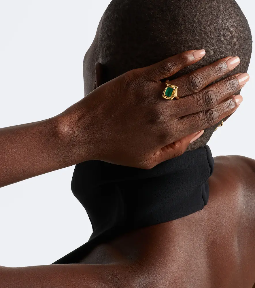 SHAY JEWELRY Zar 18kt gold pinky ring with emerald and diamond | Thumbnail 2 SHAY JEWELRY Zar 18kt gold pinky ring with emerald and diamond | Thumbnail 2