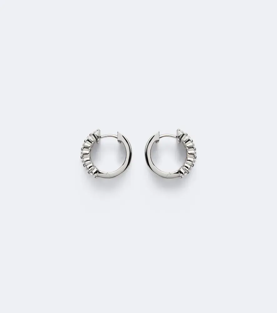 Bucherer Fine Jewellery Baguette Love 18kt white gold hoop earrings with sapphires and diamonds | Thumbnail 2