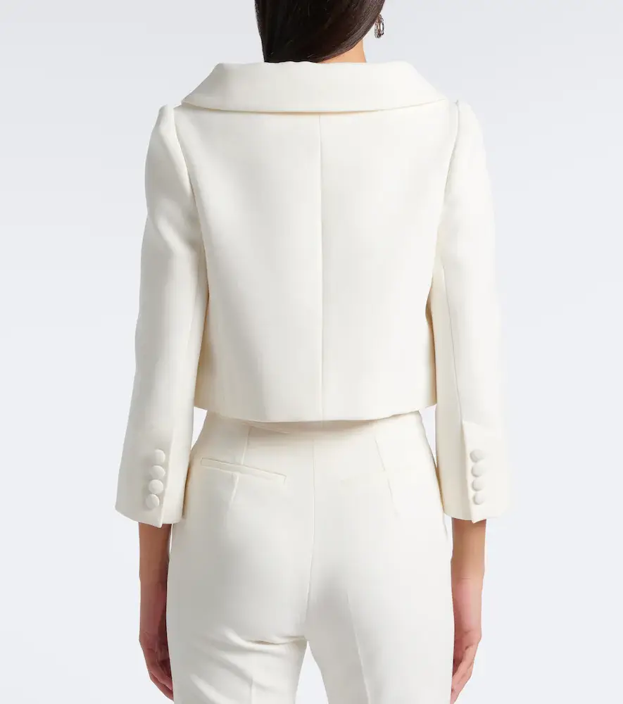Safiyaa Bridal Brigitta cropped crêpe jacket | Thumbnail 2 Safiyaa Bridal Brigitta cropped crêpe jacket | Thumbnail 2