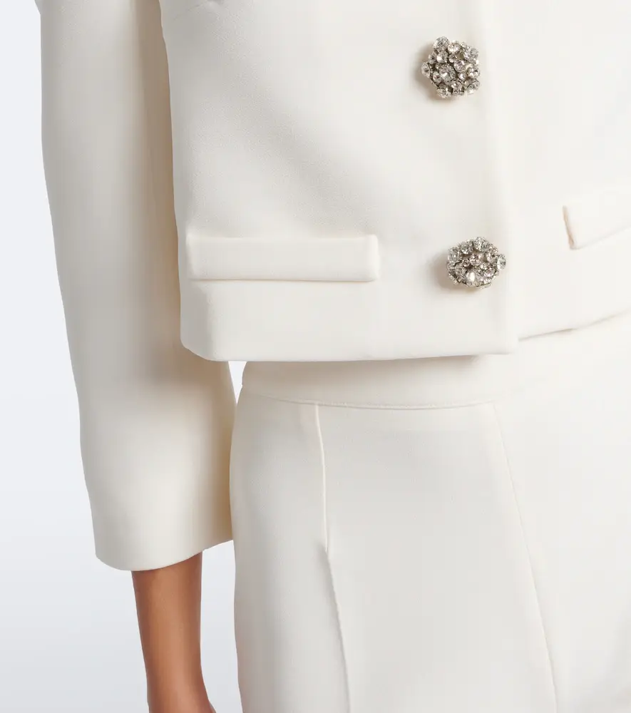 Safiyaa Bridal Brigitta cropped crêpe jacket | Thumbnail 3 Safiyaa Bridal Brigitta cropped crêpe jacket | Thumbnail 3