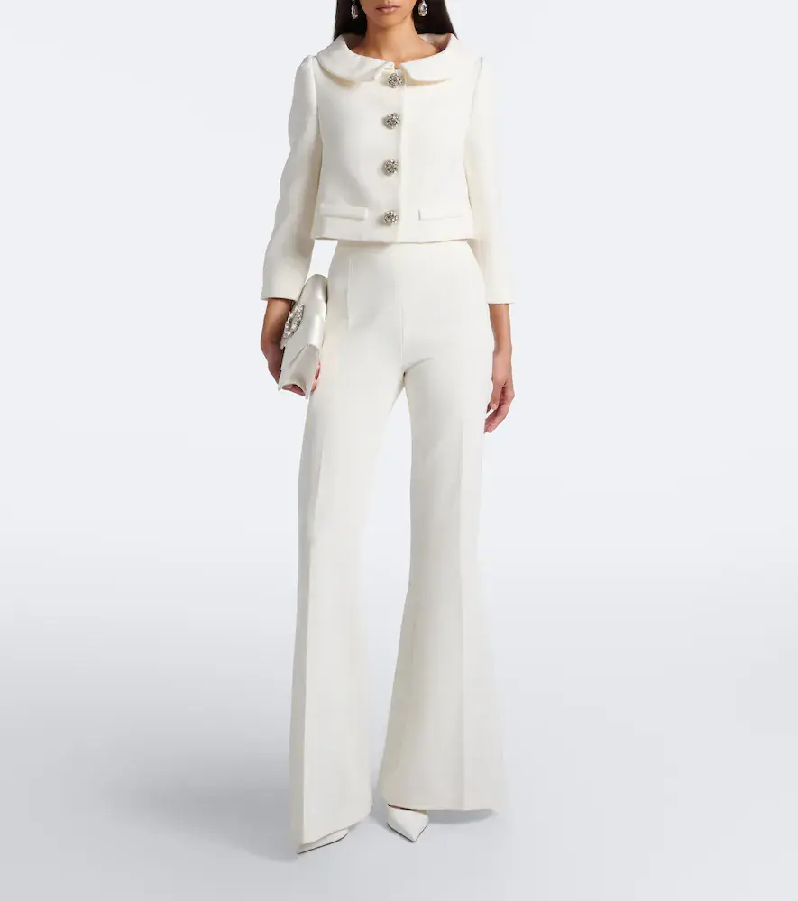Safiyaa Bridal Brigitta cropped crêpe jacket | Thumbnail 4 Safiyaa Bridal Brigitta cropped crêpe jacket | Thumbnail 4