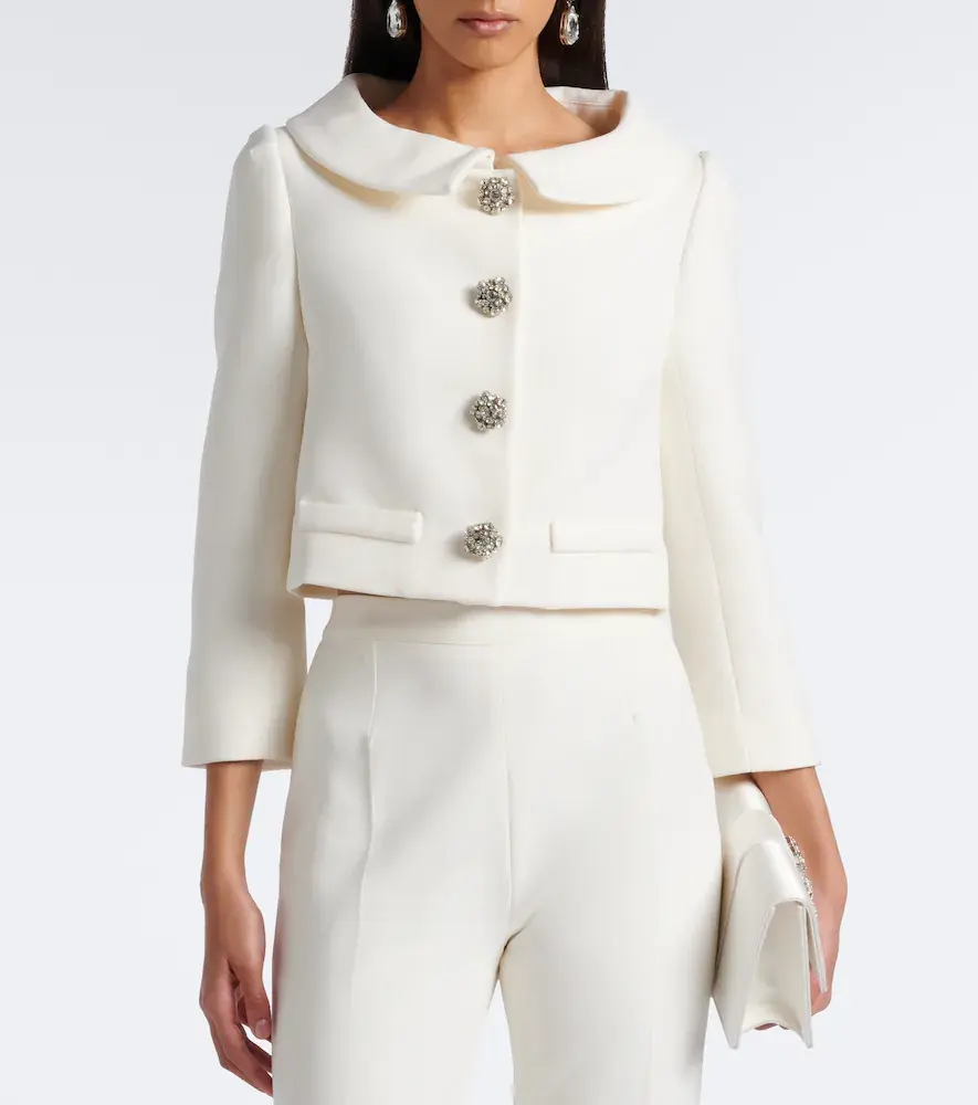 Safiyaa Bridal Brigitta cropped crêpe jacket | Thumbnail 5 Safiyaa Bridal Brigitta cropped crêpe jacket | Thumbnail 5