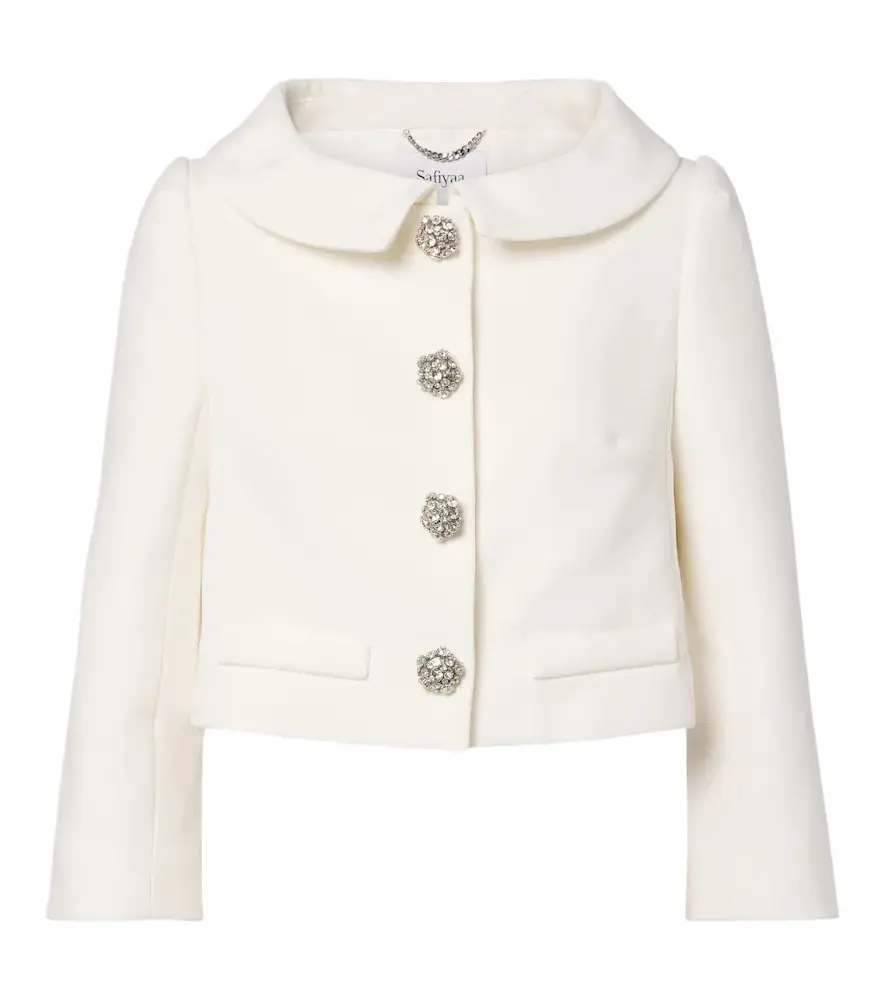 Safiyaa Bridal Brigitta cropped crêpe jacket