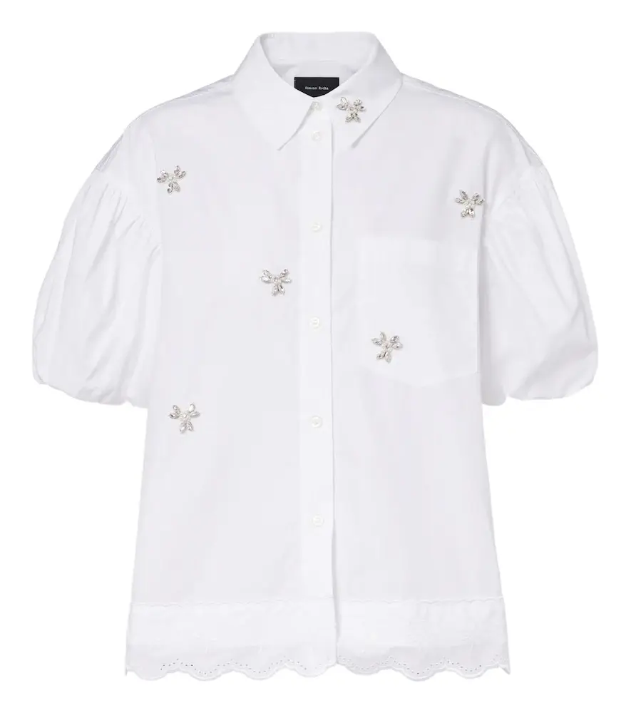 Simone Rocha Embellished cotton poplin shirt