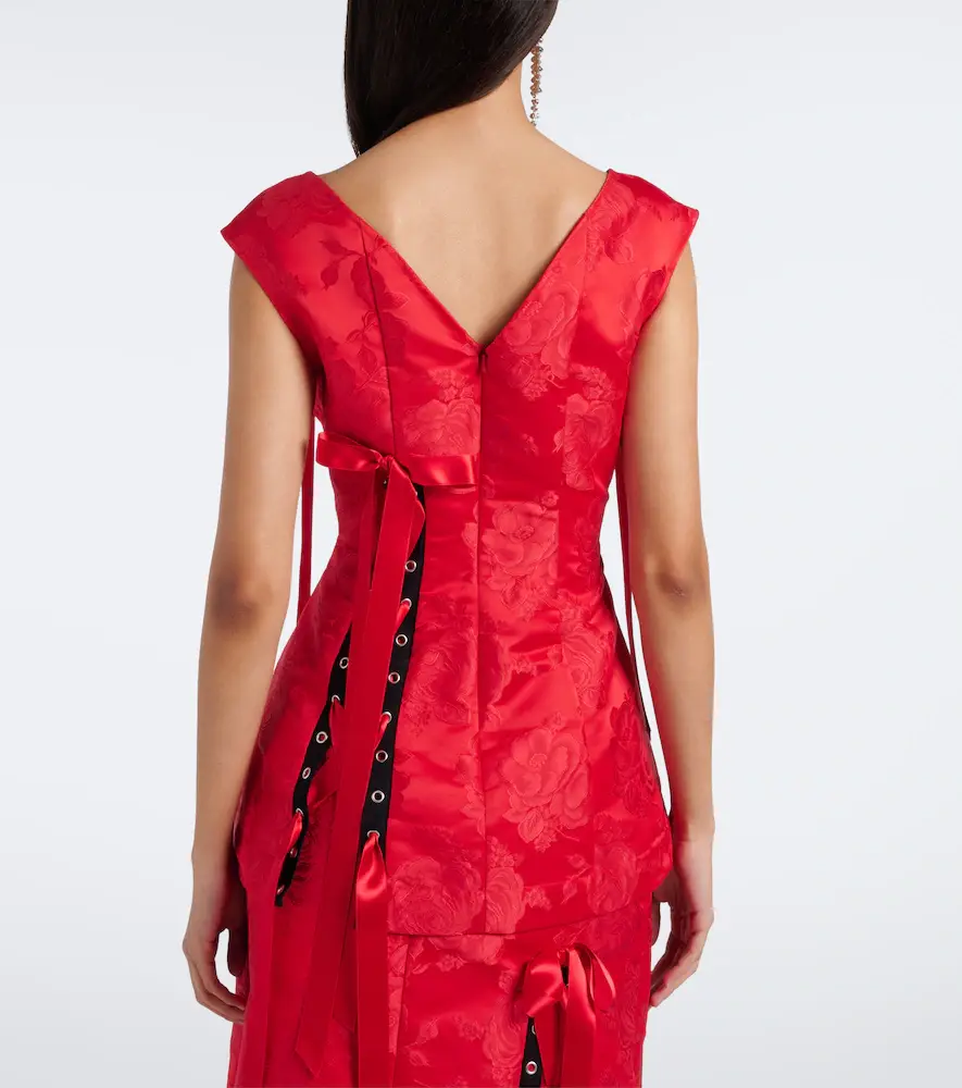 Simone Rocha Bow-detail floral brocade top | Thumbnail 2