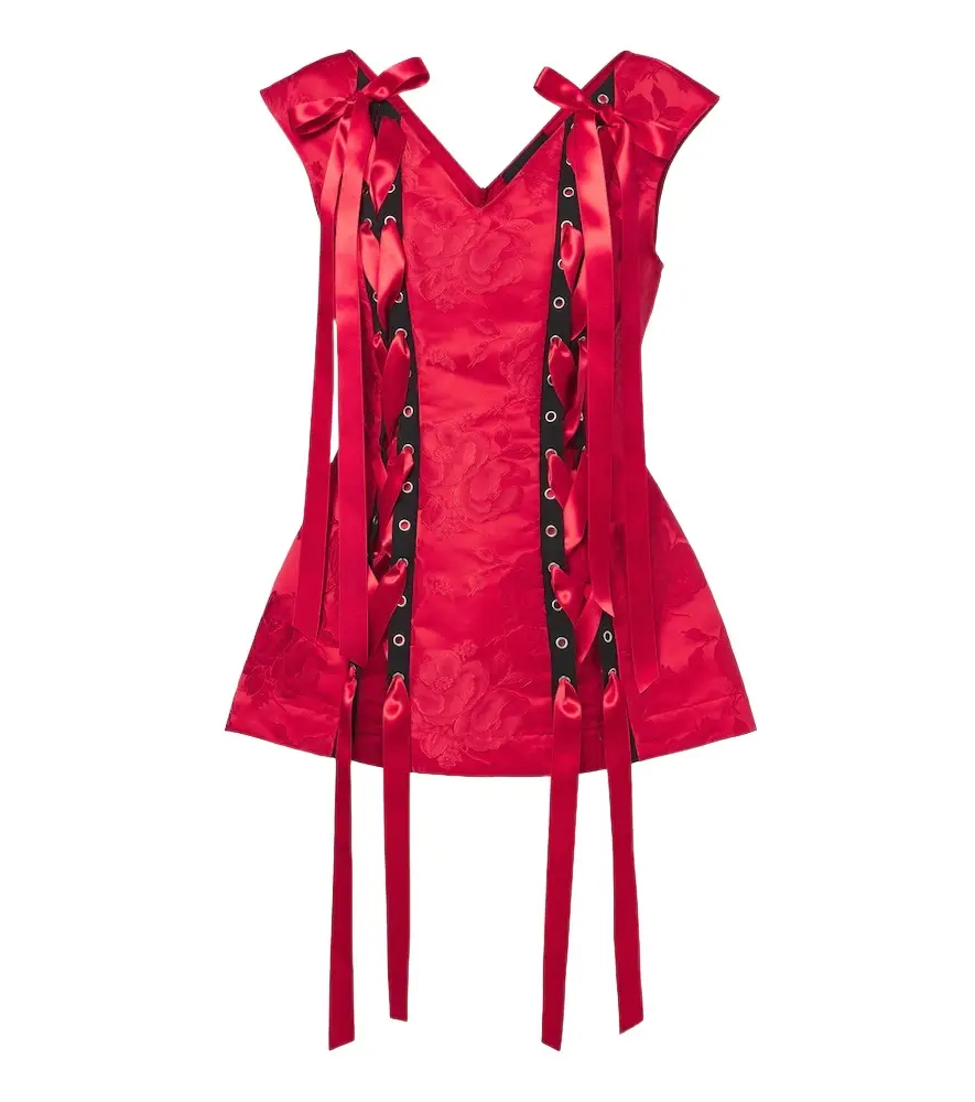 Bow-detail floral brocade top Bow-detail floral brocade top