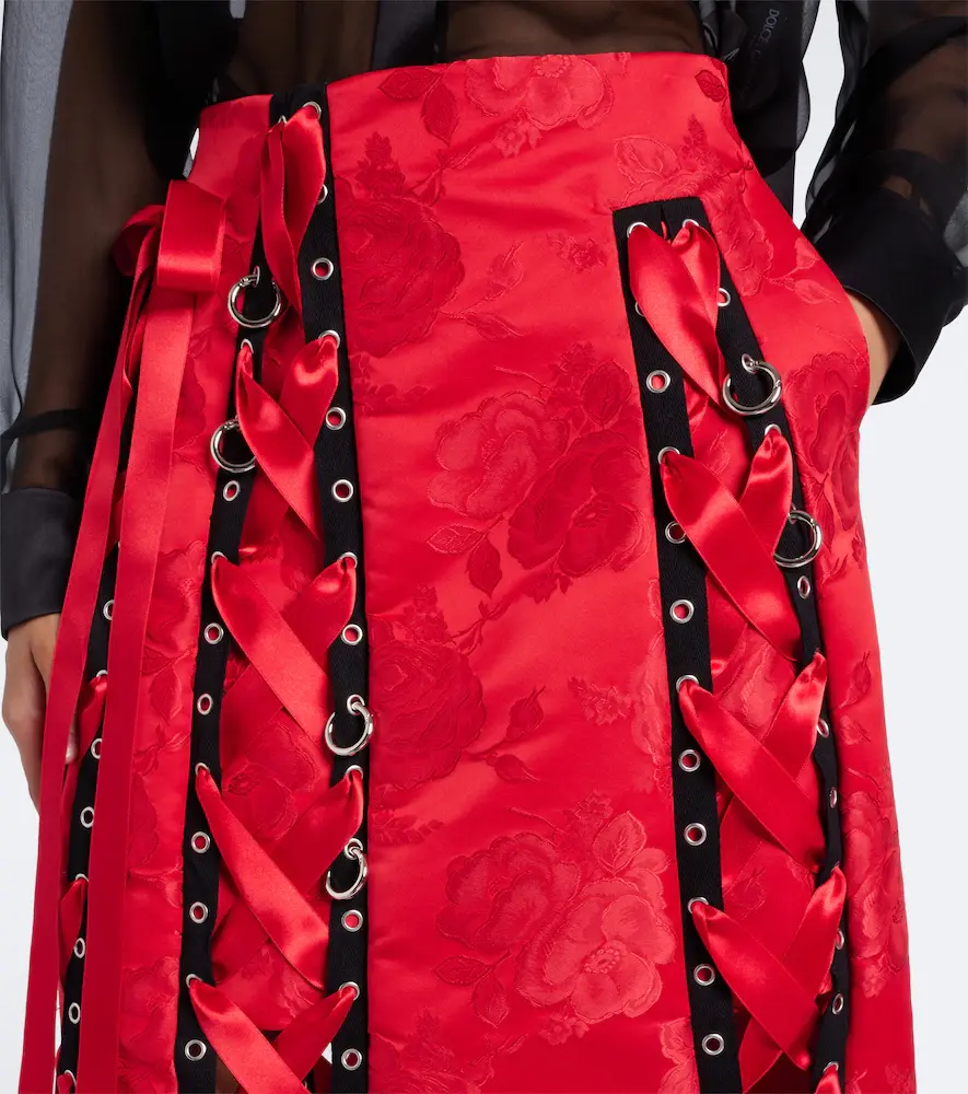 Simone Rocha Bow-detail floral brocade midi skirt | Thumbnail 2