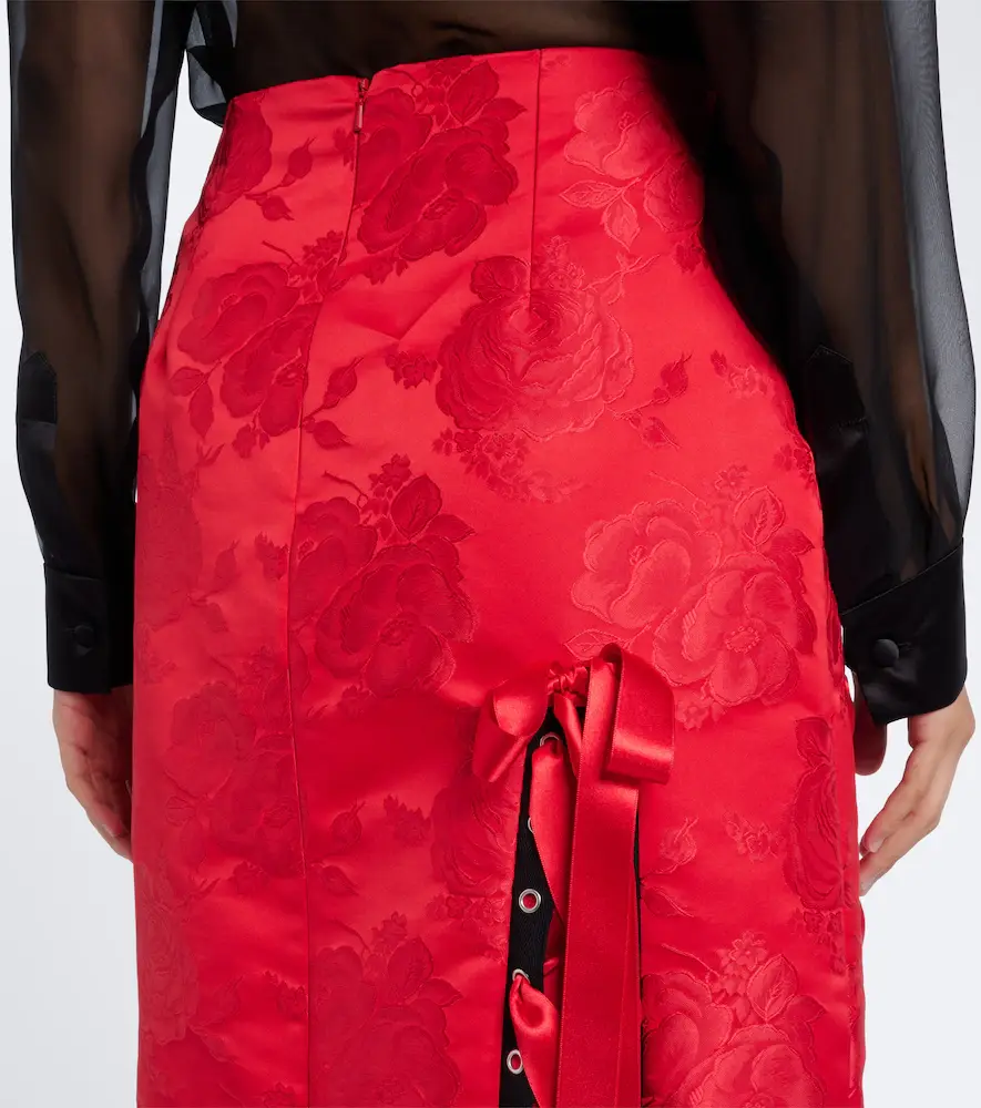 Simone Rocha Bow-detail floral brocade midi skirt | Thumbnail 3