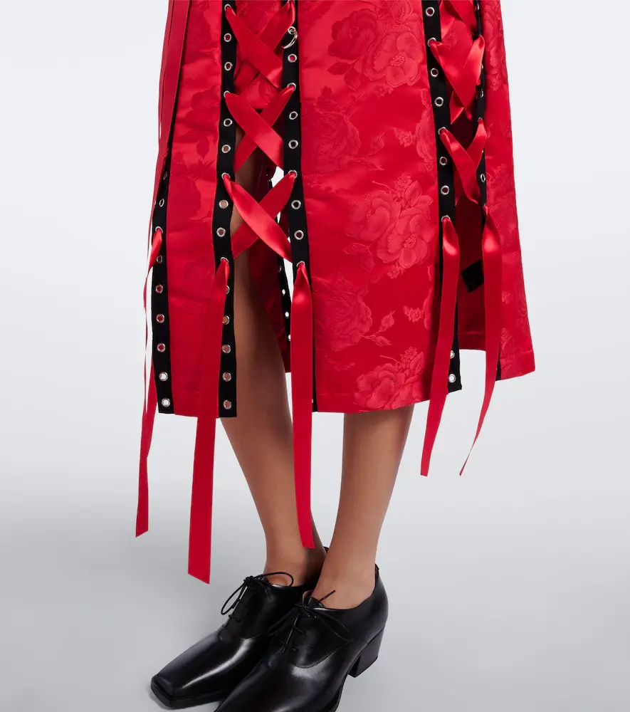 Simone Rocha Bow-detail floral brocade midi skirt | Thumbnail 5