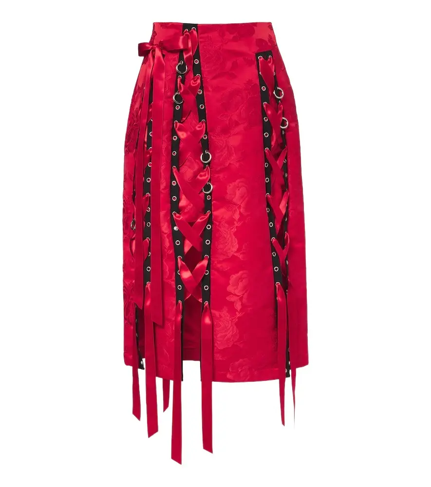 Simone Rocha Bow-detail floral brocade midi skirt