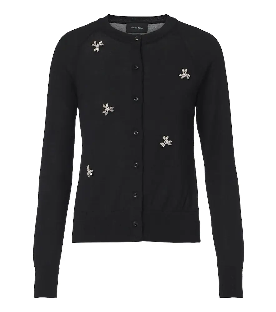 Embellished wool and silk cardigan Embellished wool and silk cardigan