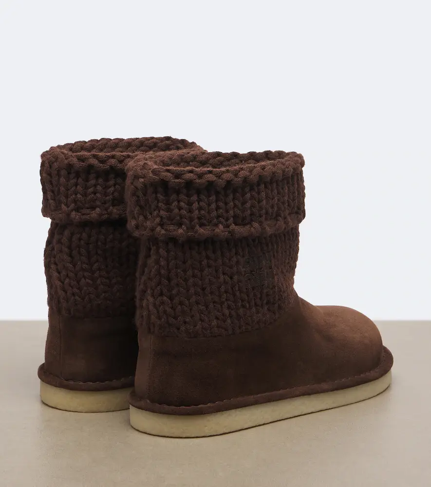Miu Miu Paneled knitted suede ankle boots | Thumbnail 3