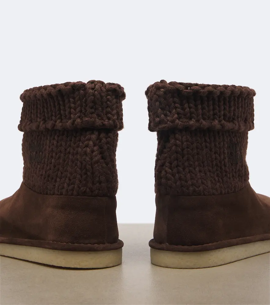 Miu Miu Paneled knitted suede ankle boots | Thumbnail 4
