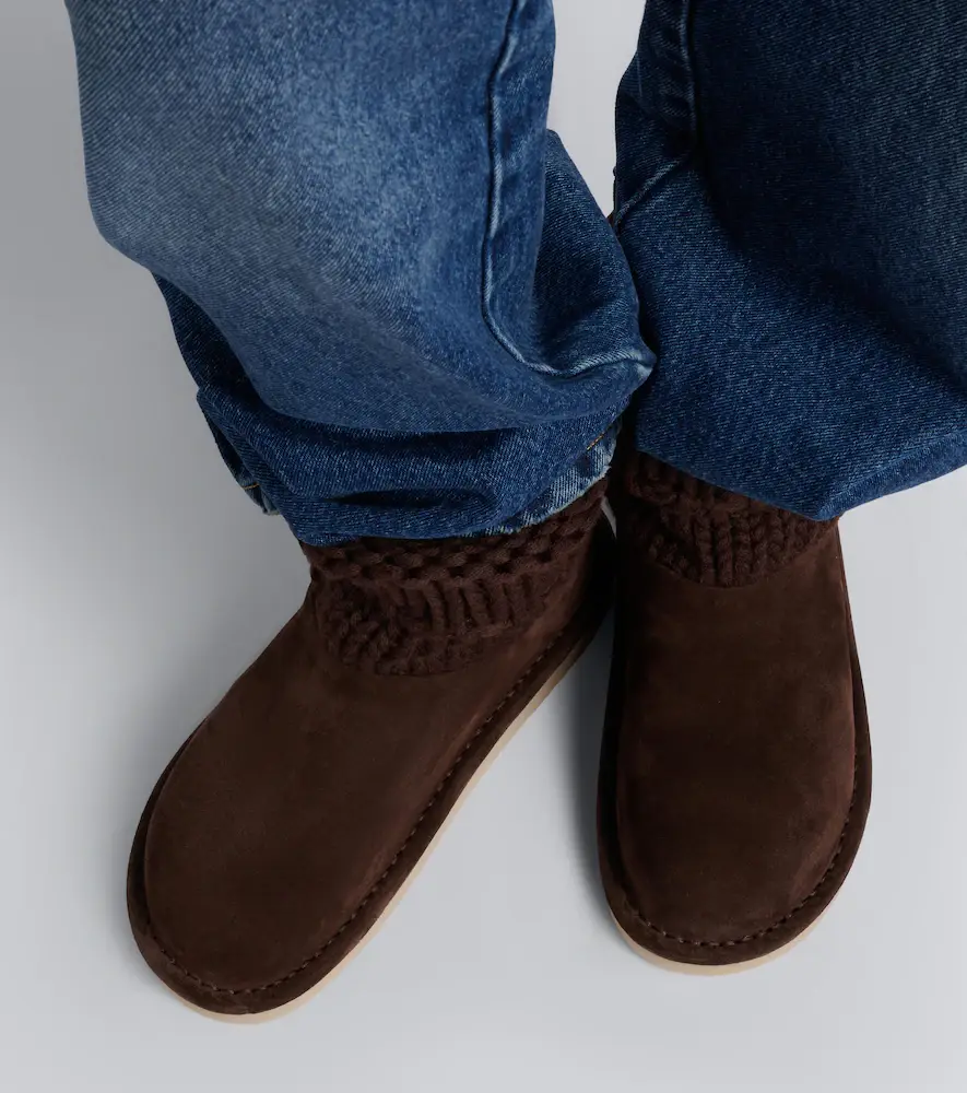 Miu Miu Paneled knitted suede ankle boots | Thumbnail 6