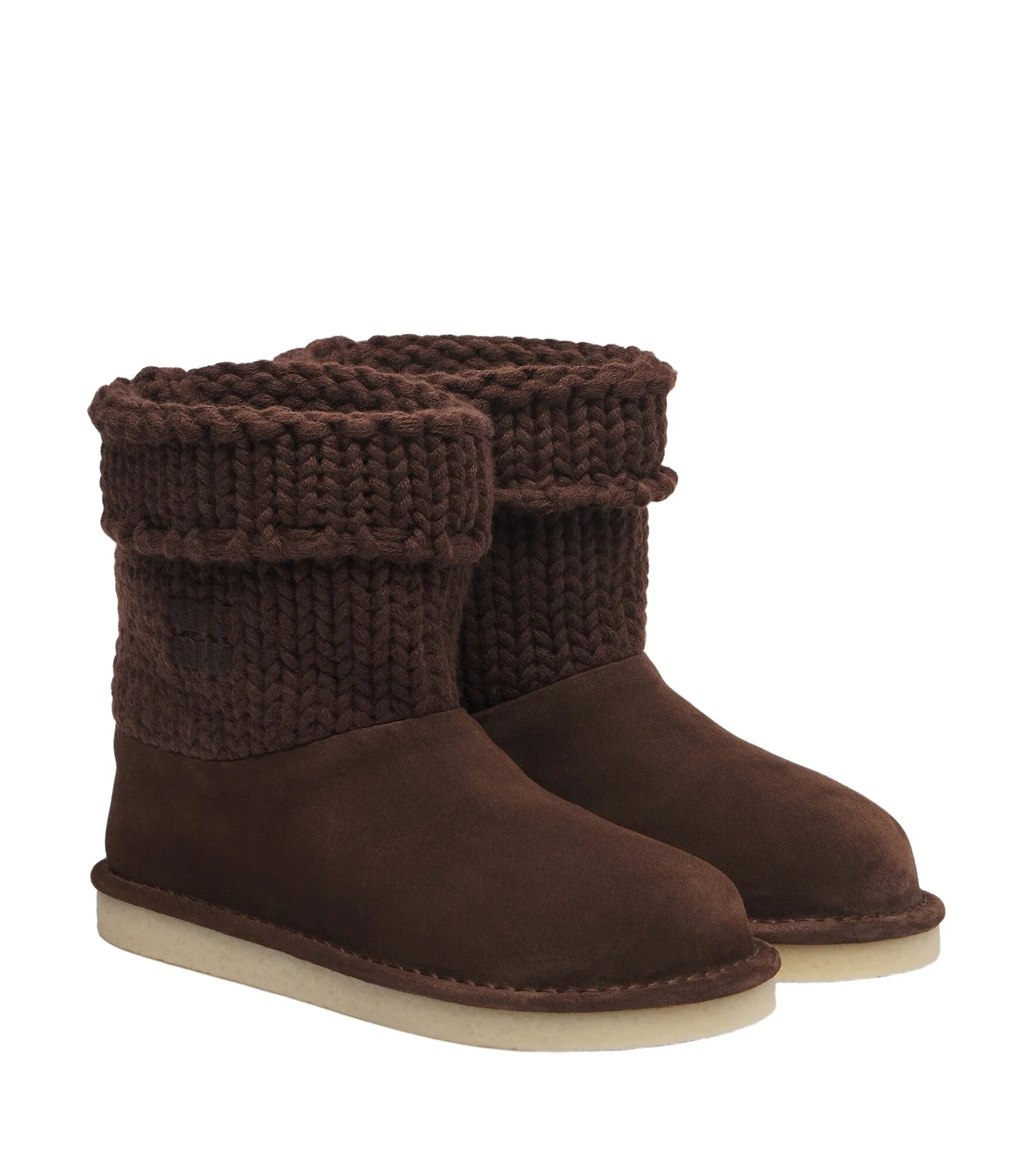 Miu Miu Paneled knitted suede ankle boots
