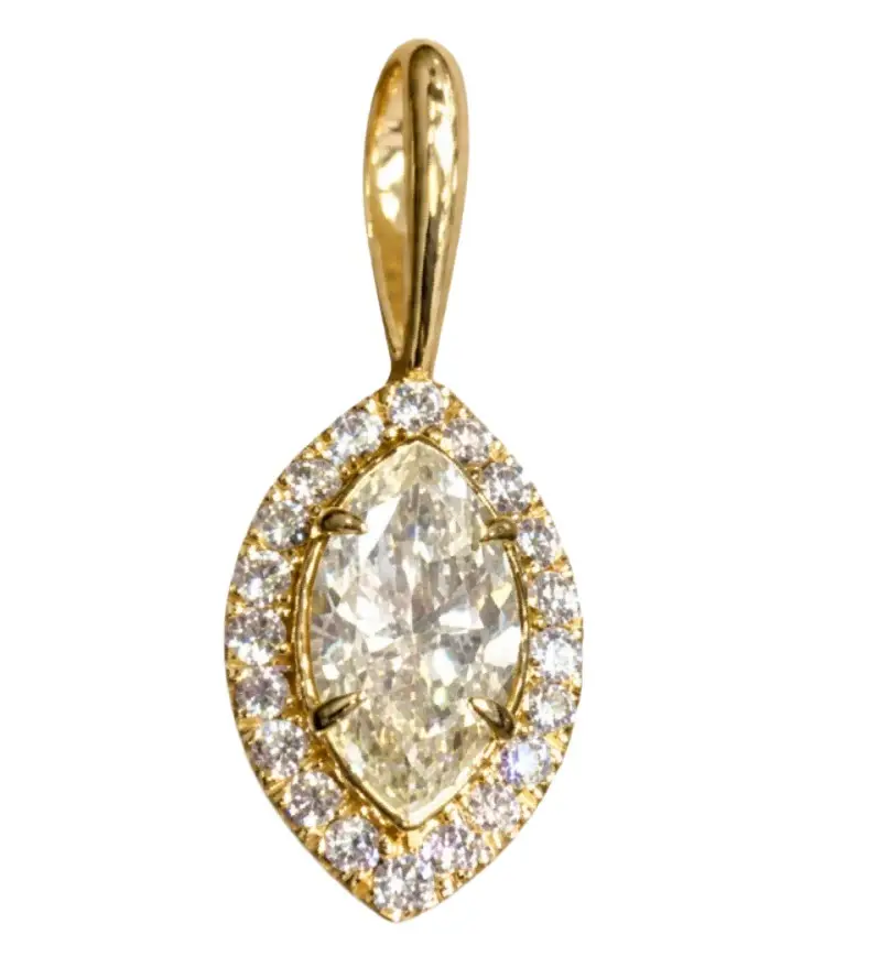 GIA 1.22ct Diamond 18K Gold Pendant