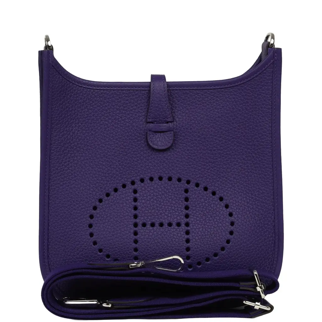 Hermes Evelyne 23 Purple Clemence Palladium Hardware Hermes Evelyne 23 Purple Clemence Palladium Hardware
