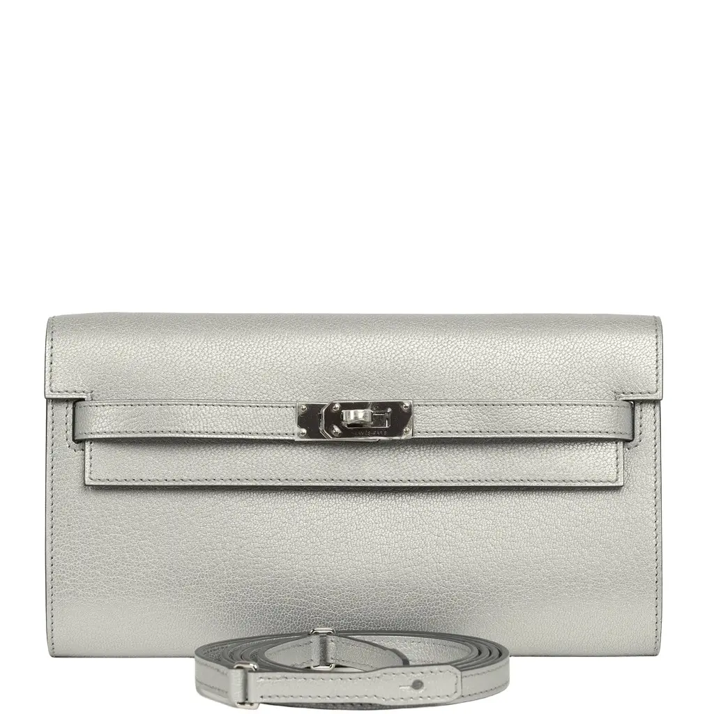 Hermes Kelly Wallet To Go Argent Chevre Chamkilight Palladium Hardware Hermes Kelly Wallet To Go Argent Chevre Chamkilight Palladium Hardware
