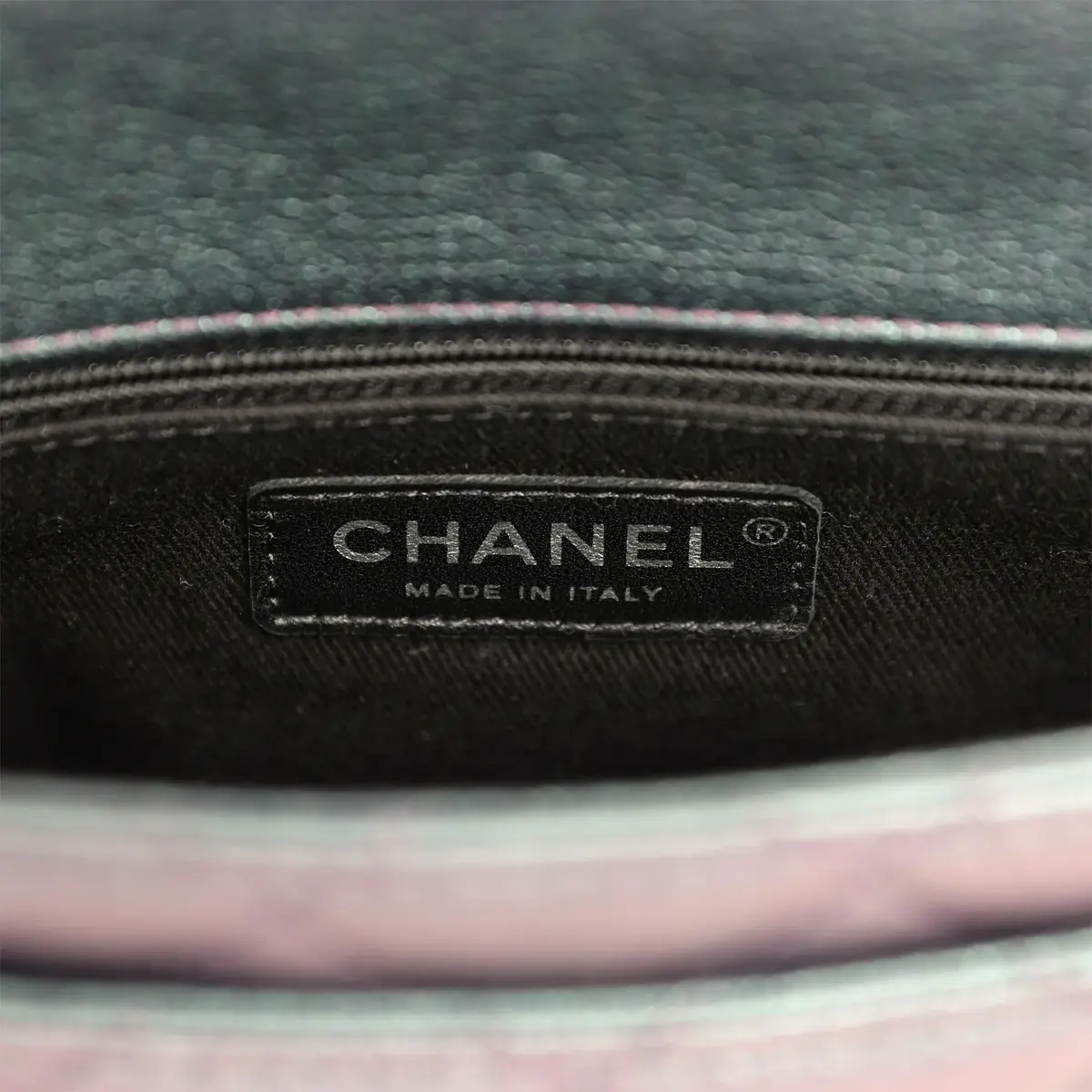 Chanel Pre-owned Chanel Small Double Carry Waist Chain Flap Bag Purple Iridescent Goatskin Rainbow Hardware | Thumbnail 10 Chanel Pre-owned Chanel Small Double Carry Waist Chain Flap Bag Purple Iridescent Goatskin Rainbow Hardware | Thumbnail 10