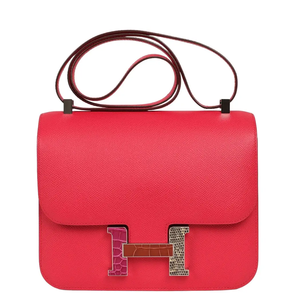 Pre-owned Hermes Constance 18 Rose Extreme Epsom Marquette Palladium Hardware Pre-owned Hermes Constance 18 Rose Extreme Epsom Marquette Palladium Hardware