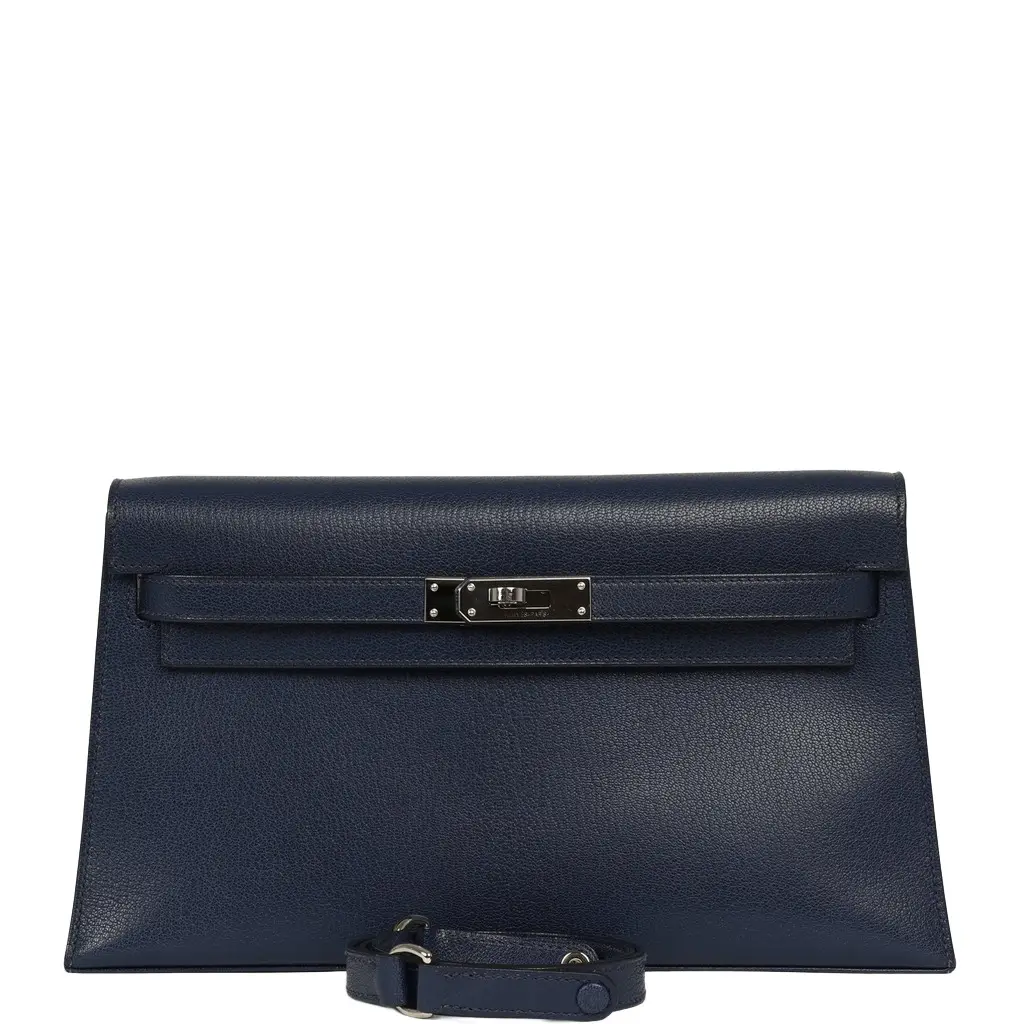 HERMÈS Pre-owned Hermes Kelly Elan Bleu Saphir Chevre Chamkila Palladium Hardware